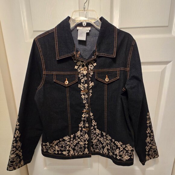 GREAT CAVALIER Women's Vintage Bedazzled Denim L/S Jacket - Size Medium - Picture 1 of 15